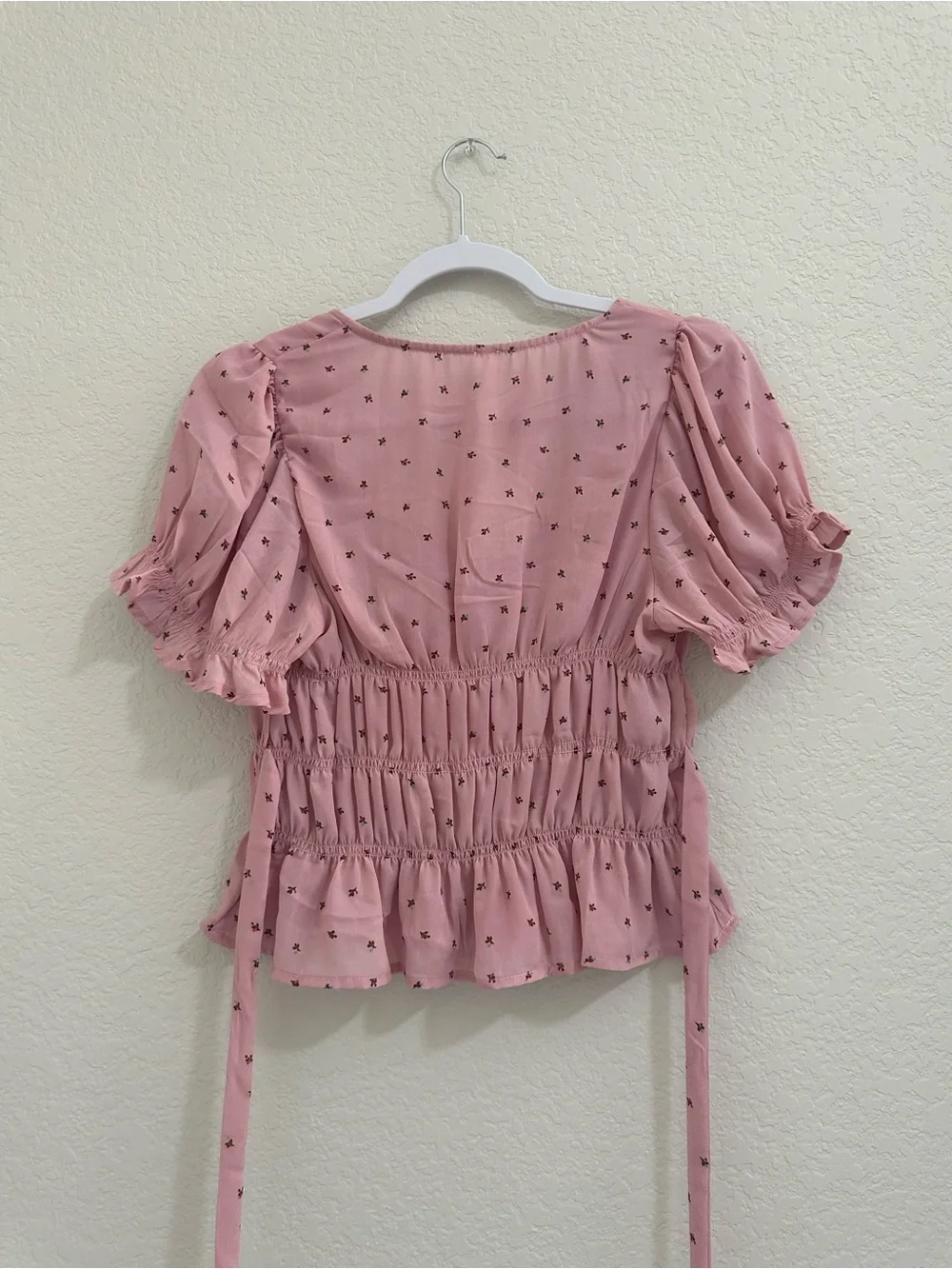 Free People Mauve Dot Smocked Crop Top
